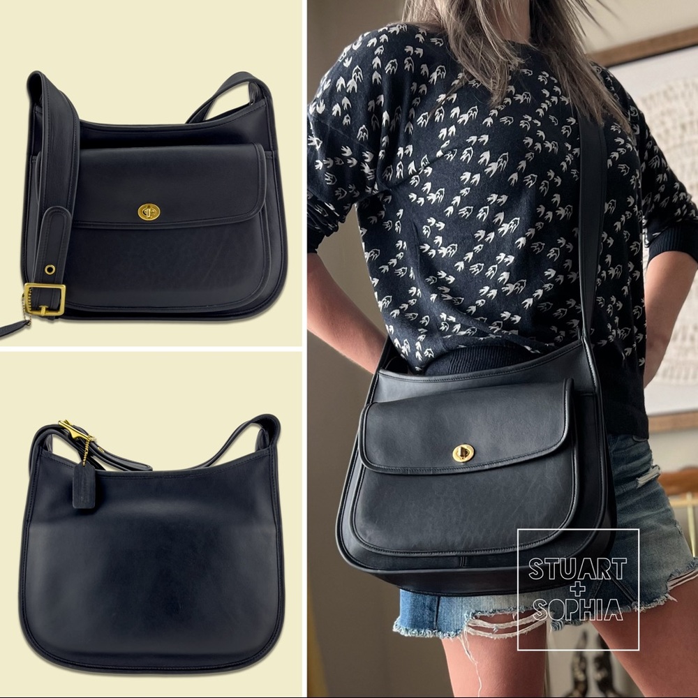 Vintage Coach Taft 9980 Black Leather Crossbody Bag